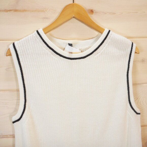 NWT Divided H&M Women's Sz XL Knit Sweater Vest Pullover Top Cream Black - Picture 2 of 9